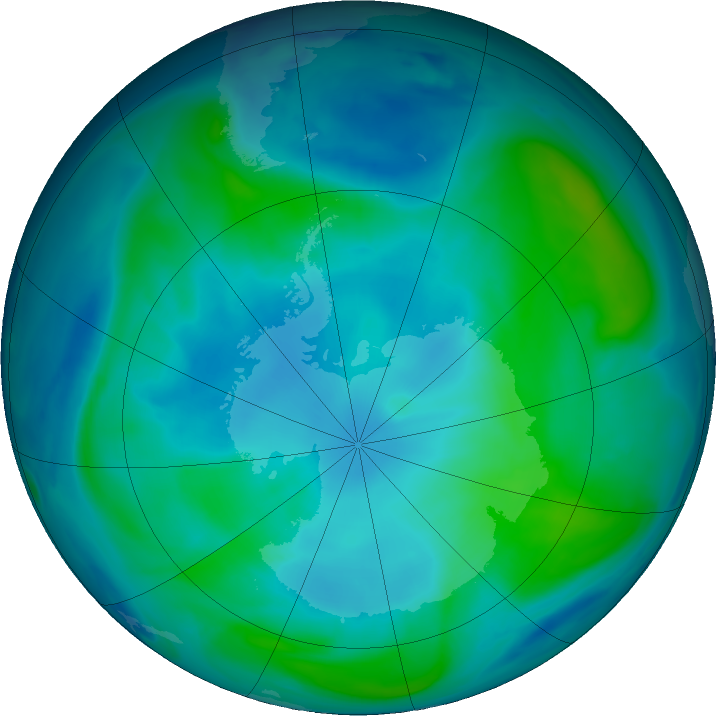 Antarctic ozone map for 16 February 2017